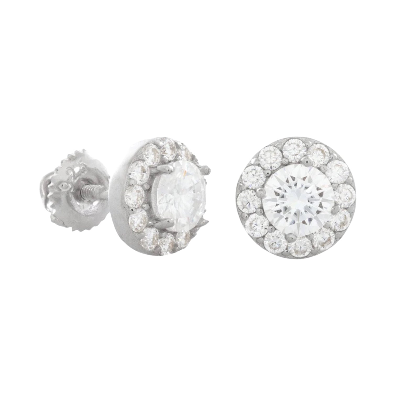 KING ICE: Moissanite Halo Brilliant Cut Stud Earrings